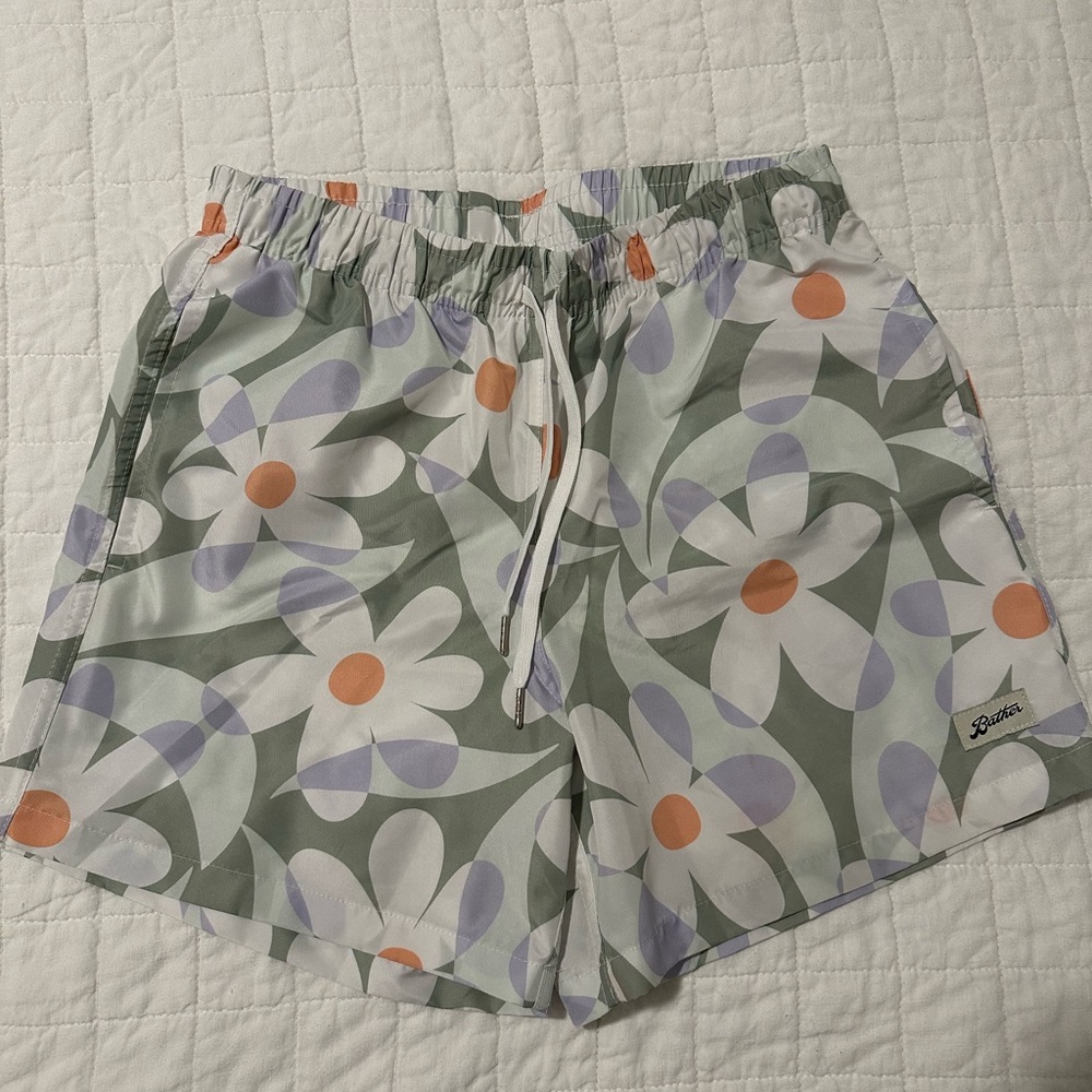 Bather Trunk Co. Sage Daisy Trip Swim Trunks